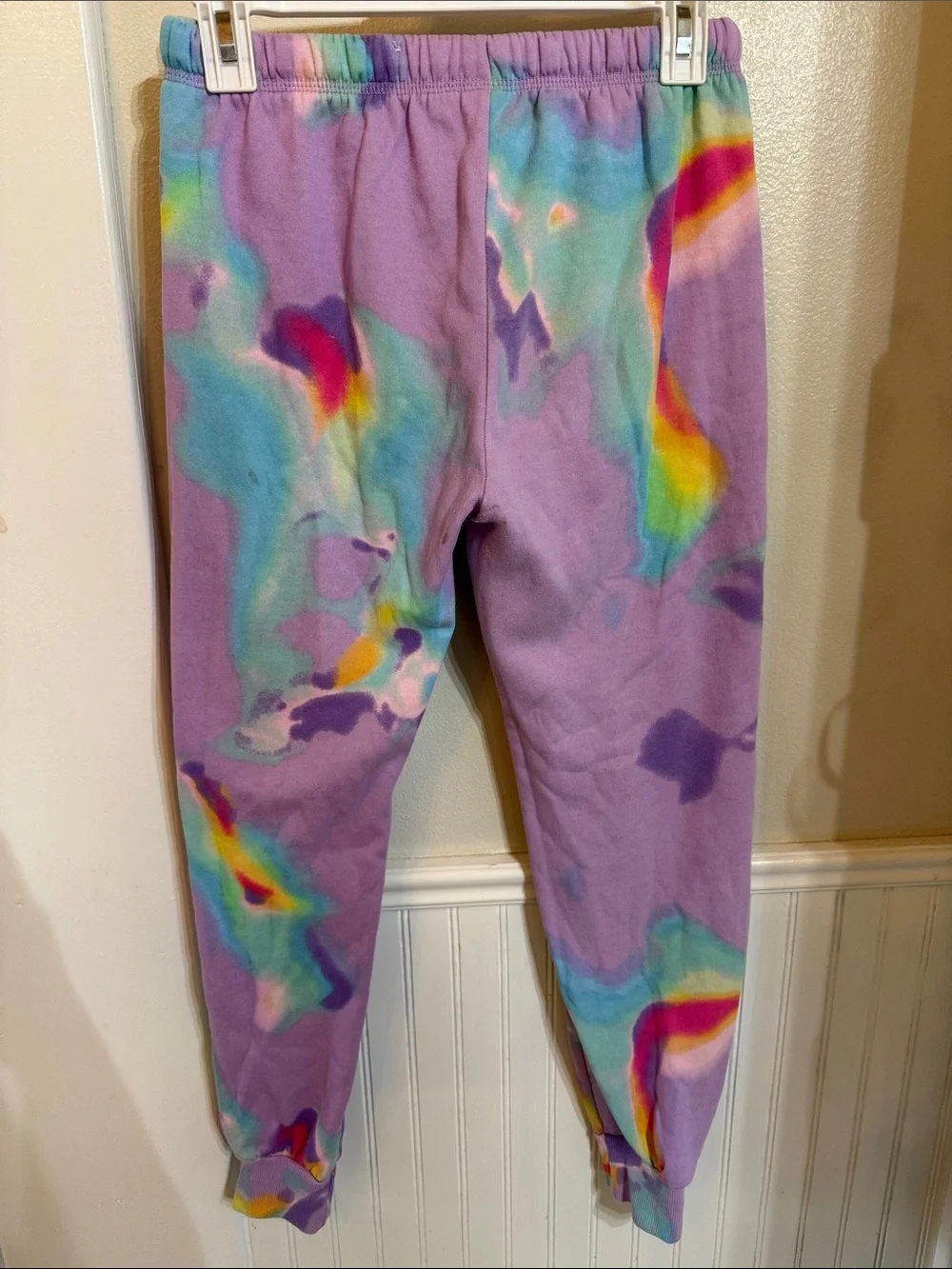 Justice Purple Tie-Dye Kids Jogger Pants with Rainbow Accents